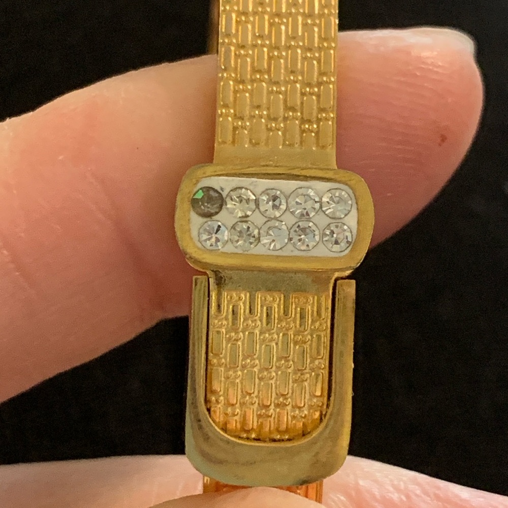 Maseele Designer IP Gold Bracelet with Crystal Accents Belt Design - Picture 8 of 13